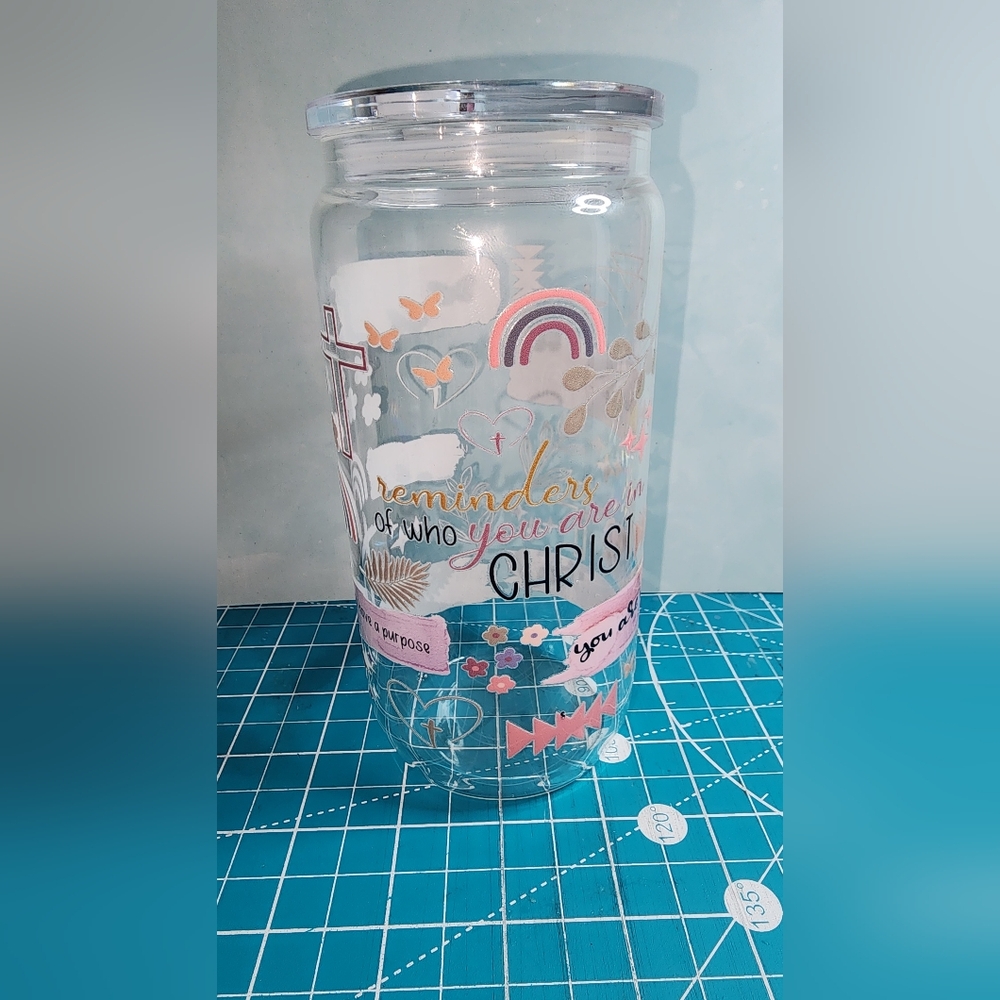 Simple Clear 20oz Daily Affirmation Glass Can Tumbler